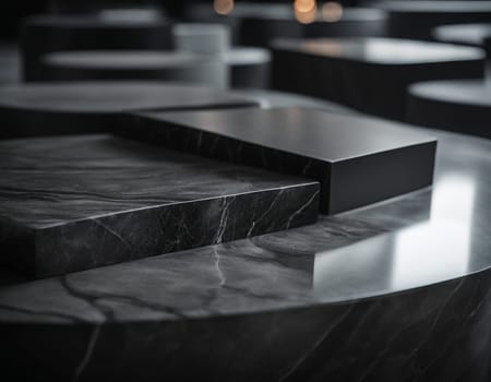 Professional interior design with expensive black marble and granite. Excellent background for presentation and product. High quality illustration