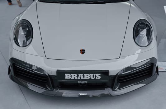 Monaco, Monte Carlo, 28 September 2022 - Brabus tunning of Porsche 911 on an exhibition of exclusive cars during the yacht show, the famous motorboat exhibition in the principality. High quality photo