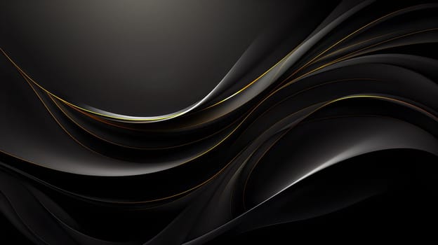 A black abstract background with wavy lines - Generative AI