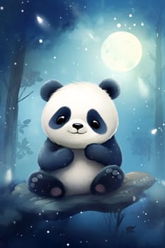 A whimsical cartoon panda bear sleeps and dreams, exuding a carefree and playful energy that uplifts the imagination - generative AI
