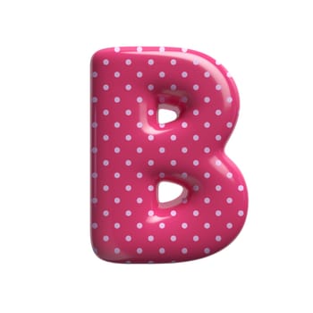 Polka dot letter B - large 3d pink retro font isolated on white background. This alphabet is perfect for creative illustrations related but not limited to Fashion, retro design, decoration...