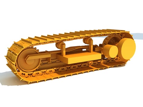 Excavator Track 3D rendering model on white background