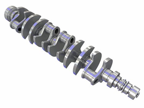 V12 Engine Crankshaft 3D rendering model on white background