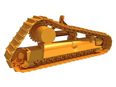 Excavator Track 3D rendering model on white background