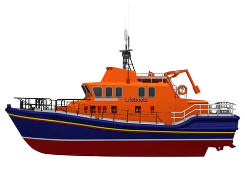 Lifeboat 3D rendering model on white background