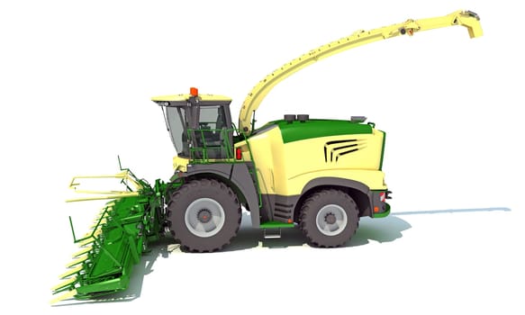 Combine Harvester farm equipment 3D rendering model on white background