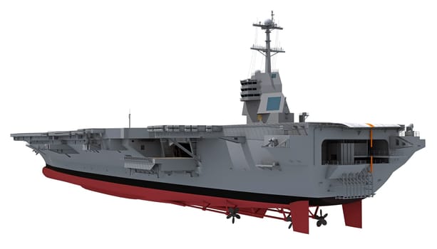 Aircraft carrier military warship, navy 3D rendering model ship