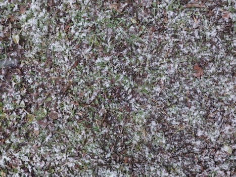 Texture of fallen snow on the objects