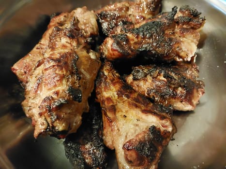 Grilled pork ribs in a the bowl