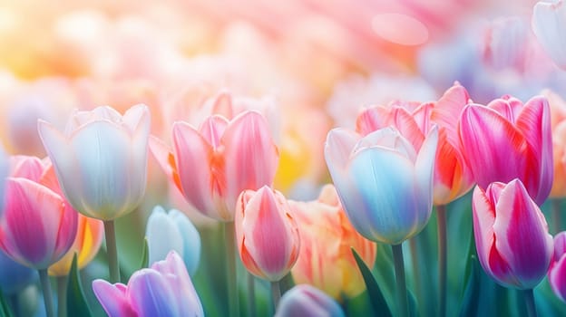 Beautiful tulips in pastel colors. selective focus. nature Generative AI,