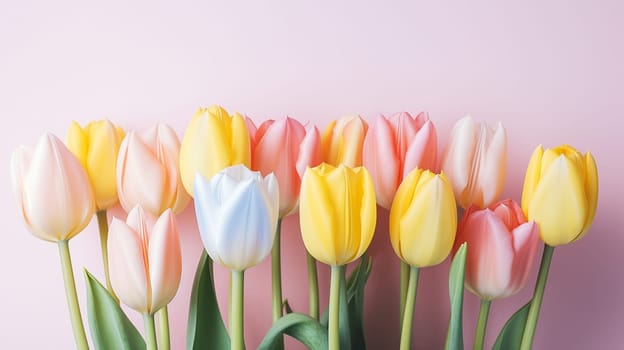 Beautiful tulips in pastel colors. selective focus. nature Generative AI,