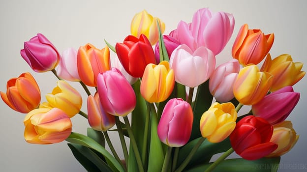 Beautiful tulips in pastel colors. selective focus. nature Generative AI,