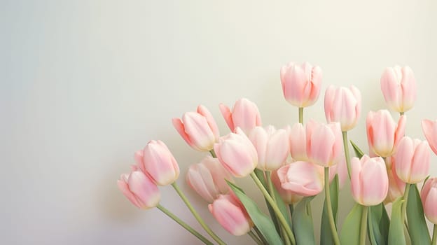 Beautiful tulips in pastel colors. selective focus. nature Generative AI,