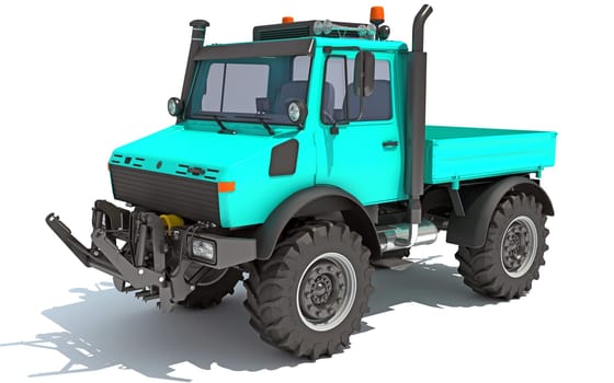 Multi Purpose Tractor Off Road Truck 3D rendering model on white background