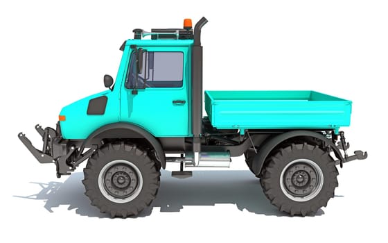 Multi Purpose Tractor Off Road Truck 3D rendering model on white background