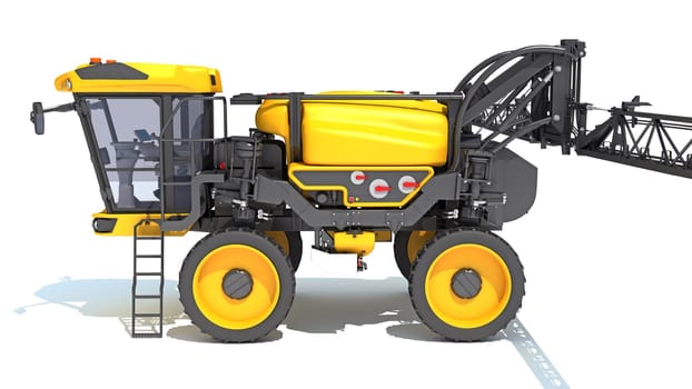 Self Propelled Farm Sprayer 3D rendering model on white background