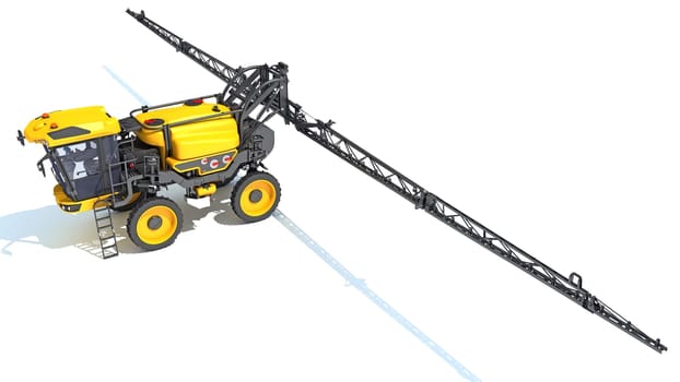 Self Propelled Farm Sprayer 3D rendering model on white background