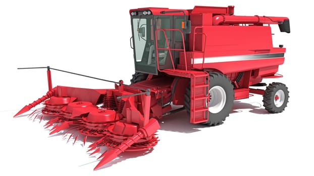 Farm Combine Harvester 3D rendering model on white background