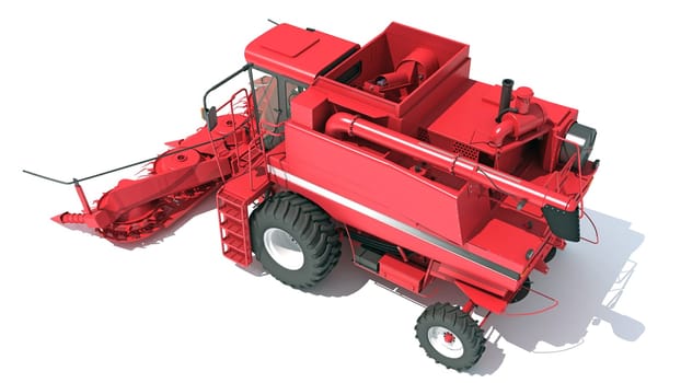 Farm Combine Harvester 3D rendering model on white background