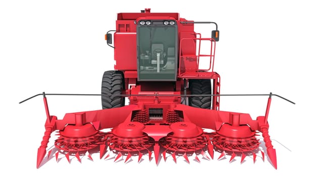 Farm Combine Harvester 3D rendering model on white background