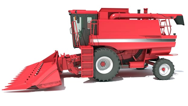 Farm Combine Harvester 3D rendering model on white background