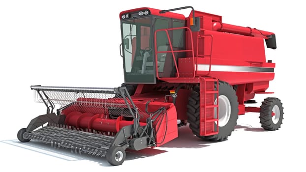 Farm Combine Harvester 3D rendering model on white background