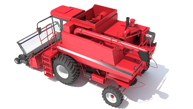 Farm Combine Harvester 3D rendering model on white background