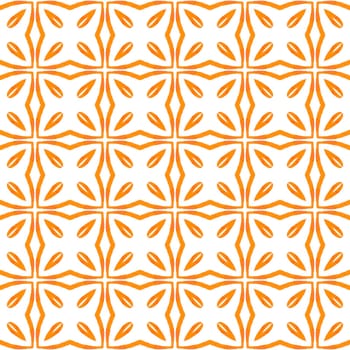Hand drawn green mosaic seamless border. Orange extraordinary boho chic summer design. Textile ready fine print, swimwear fabric, wallpaper, wrapping. Mosaic seamless pattern.