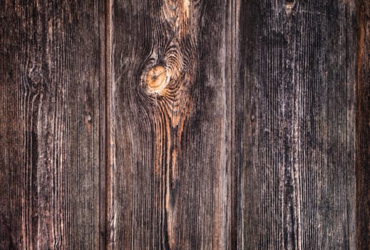 Detail of antique wooden door in brown tones with lots of texture with copy space.