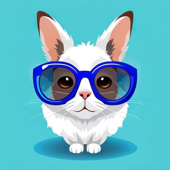 drawn cat in sunglasses on a colored background