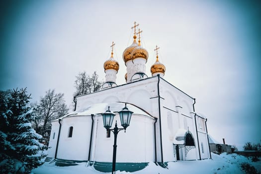 Solotchinsky Monastery on a cloudy winter day