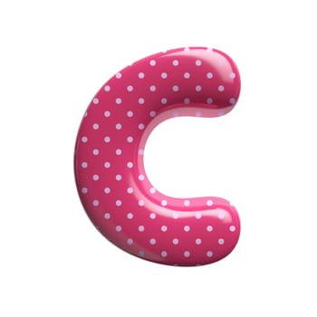 Polka dot letter C - large 3d pink retro font isolated on white background. This alphabet is perfect for creative illustrations related but not limited to Fashion, retro design, decoration...