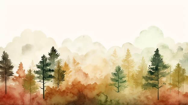 A watercolor naive painting of a forest in the morning light - generative AI