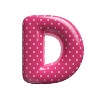 Polka dot letter D - Uppercase 3d pink retro font isolated on white background. This alphabet is perfect for creative illustrations related but not limited to Fashion, retro design, decoration...