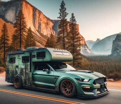 limited edition matte green classic american gt muscle mustang classic car vintage van camper conversion nomadic life weekender