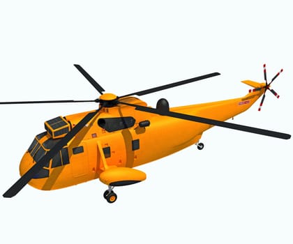 Helicopter 3D rendering model on white background