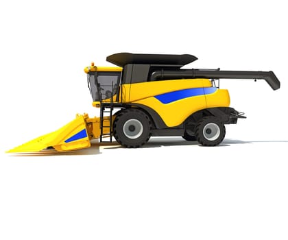 Combine Harvester 3D rendering model on white background