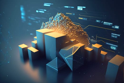 Data abstract concept with clusters, particles and objects collected and sorted. Digital sorting and management concept. Generated AI