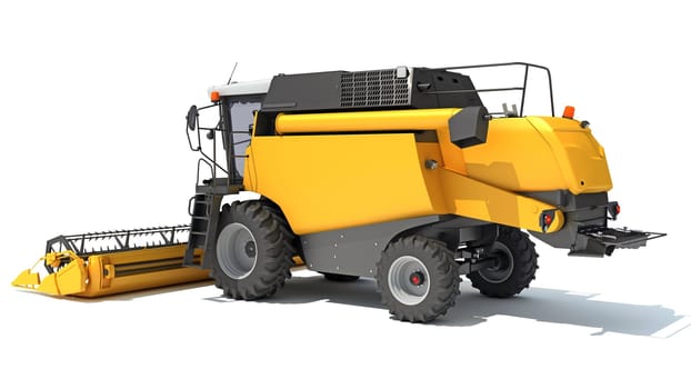 Combine Harvester 3D rendering model on white background