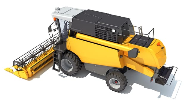 Combine Harvester 3D rendering model on white background