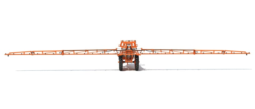 Farm Sprayer 3D rendering model on white background