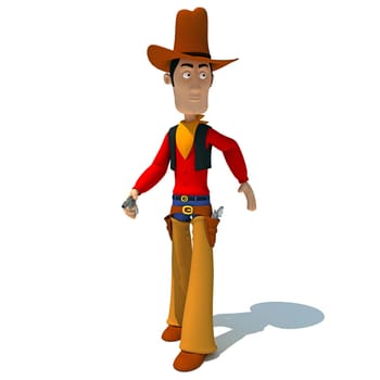 Cartoon style Cowboy 3D rendering model on white background