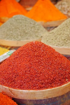 various spices in store in istanbul