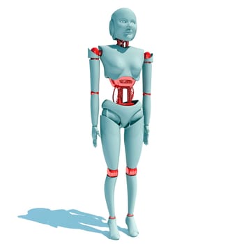 Female Robot 3D rendering model on white background