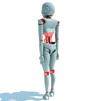 Female Robot 3D rendering model on white background