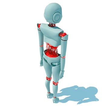 Female Robot 3D rendering model on white background