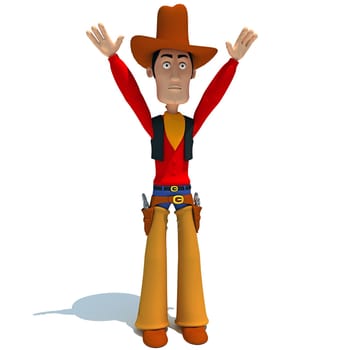 Cartoon style Cowboy 3D rendering model on white background