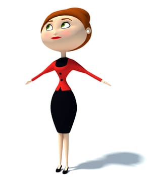 Cartoon style Girl 3D rendering model on white background