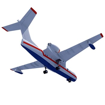 Aircraft 3D rendering model airplane on white background