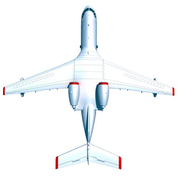 Aircraft 3D rendering model airplane on white background